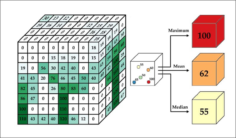 Una matriu de voxels tradicional col·loca la informació de píxels (que normalment existeix en un context 2D, com ara la quadrícula de píxels d'un fitxer JPEG) en un espai tridimensional. Font: https://www.researchgate.net/publication/344488704_Processing_and_analysis_of_airborne_full-waveform_laser_scanning_data_for_the_characterization_of_forest_structure_and_fuel_properties