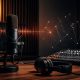 Machine learning podcast studio with AI audio visualization