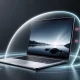 Low-impact security shield protecting a silver laptop