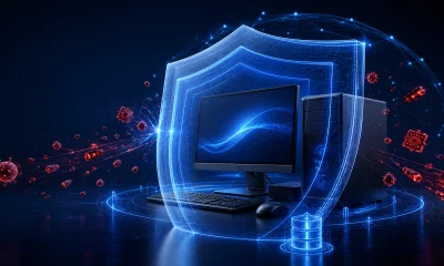 Layered endpoint security protecting a desktop computer from malware