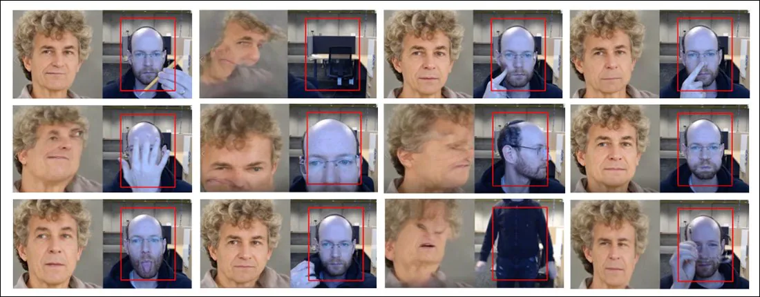 De paper uit augustus 2022 van de Ben Gurion University stelde voor het eerst een reeks interactieve tests voor een gebruiker voor, waaronder het afsluiten van hun gezicht of zelfs het deprimeren van hun huid – taken die zelfs goed getrainde live deepfake-systemen misschien niet hebben verwacht of fotorealistisch aankunnen. . Bron: https://arxiv.org/pdf/2208.08524.pdf