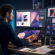 Design team using AI-assisted graphic design workspaces