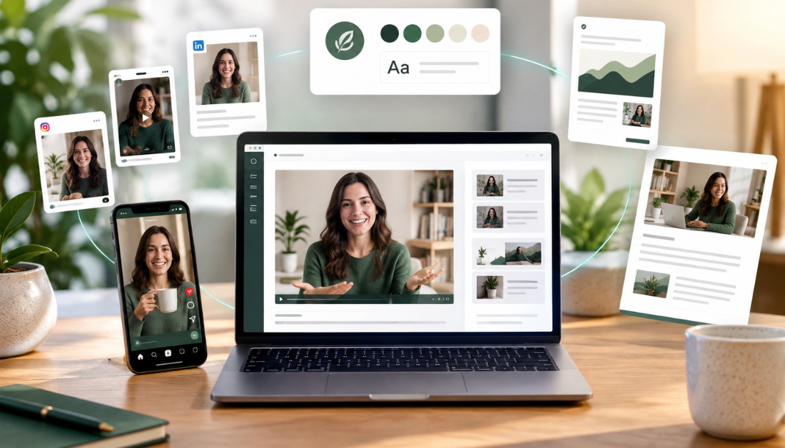 An AI tool for marketing that centers on brand consistency across a variety of different types of content.