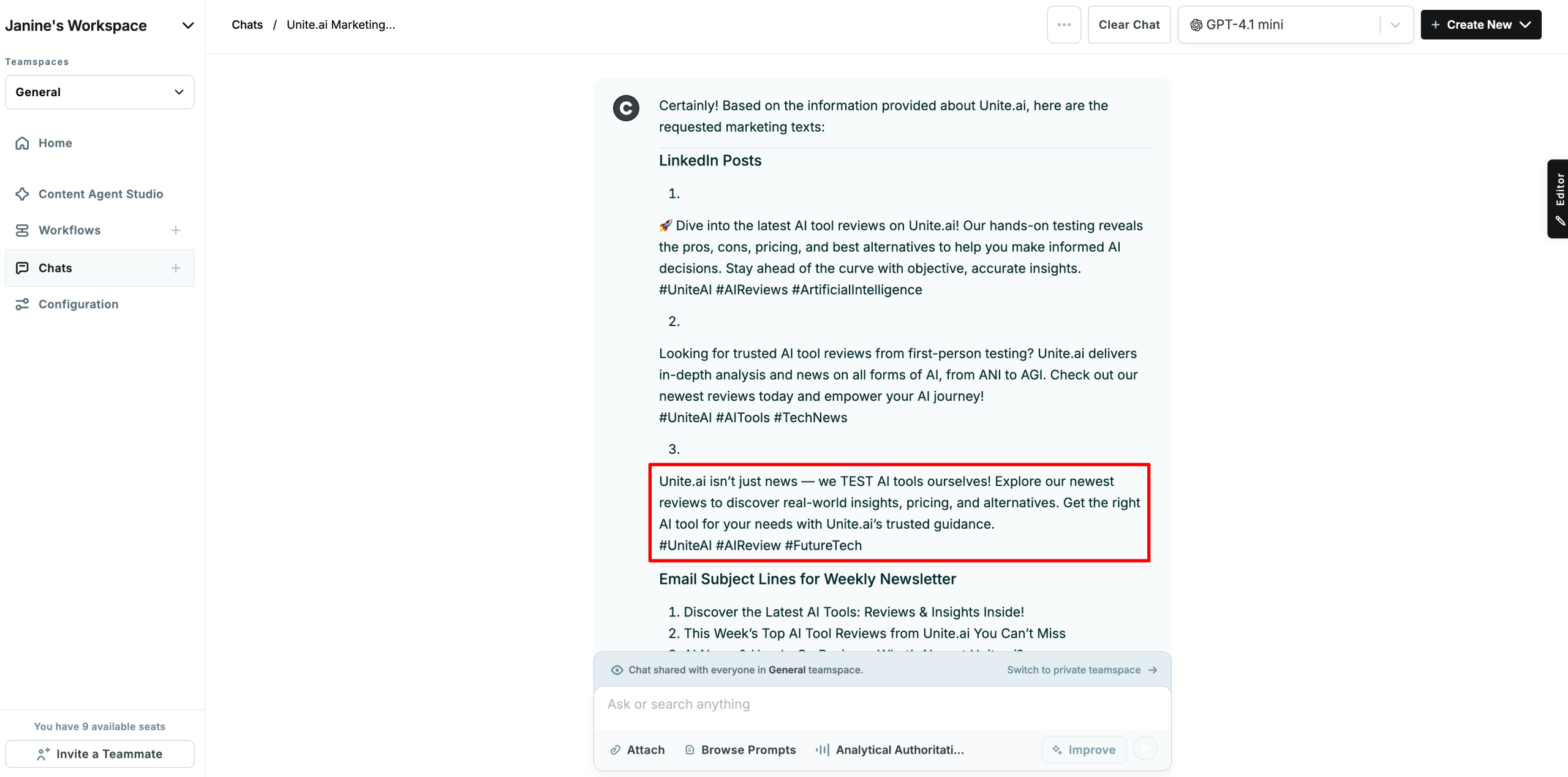 Najlepszy post na LinkedIn wygenerowany przez Copy.ai.
