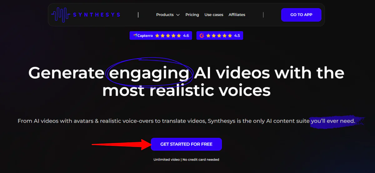 Synthesys ile ücretsiz başlamak.