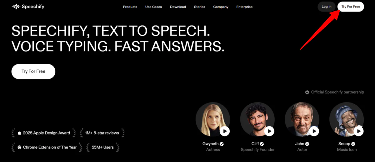 Prova Speechify gratuitamente.