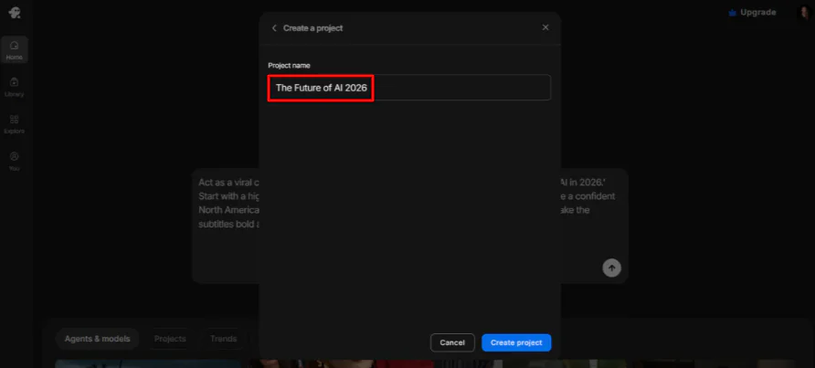 Đặt t&ecirc;n cho dự &aacute;n trong InVideo.