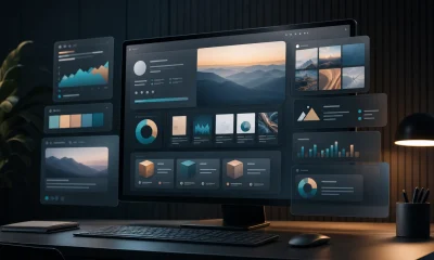 AI media kit creation dashboard with audience analytics, brand assets, and campaign performance panels