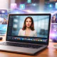 Generating AI avatar videos with an AI video generator on a laptop.