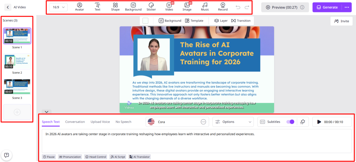 استكشاف محرر فيديو في Vidnoz.
