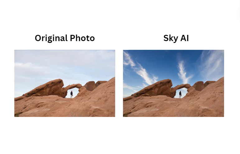 Before and after photos using Luminar Neo Sky AI.