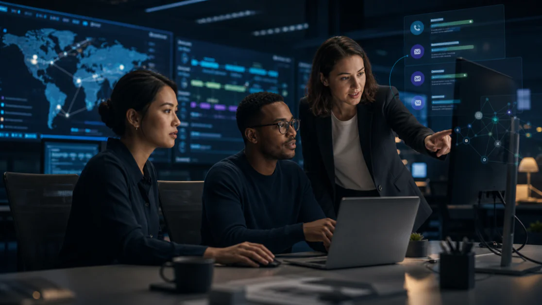 Customer support team managing B2B service operations