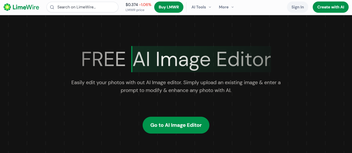 LimeWire's Fee AI Image Editor.
