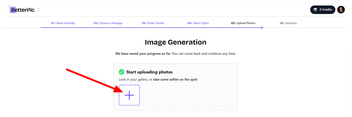 Uploading photos to BetterPic.