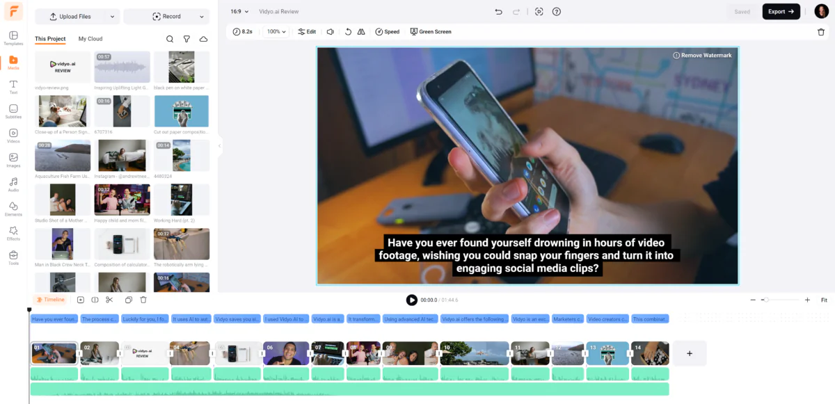 The FlexClip video editor.