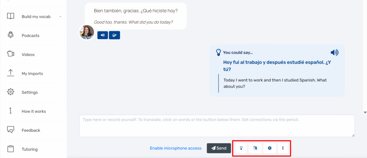 LanguaTalkで会話する際の設定を調整します。