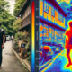 An AI-generated image by ChatGPT. Prompt: ' a panoramic image representing salient object detection, featuring a person. The salient heat-map should be clear and obvious, and this illustration should be in the style of results from scientific papers about saliency maps'