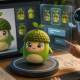 Someone working with an AI agent to generate a 3D model of a cute green Sprout Sprite.