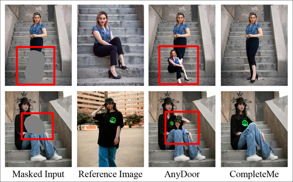 From the supplementary material: the AnyDoor method has particular difficulty deciding how to interpret a reference image.