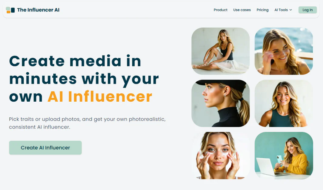 The Influencer AI homepage.