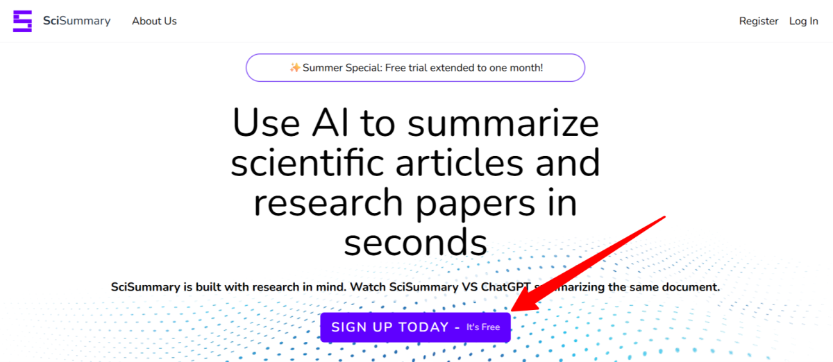 Signing up for SciSummary.