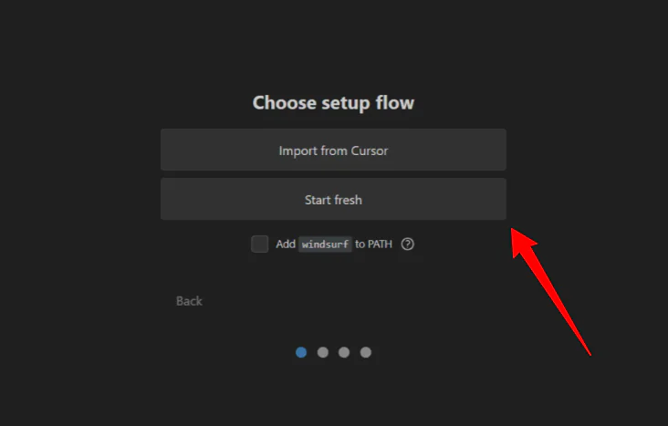 Начните с новой настройки при использовании Windsurf.