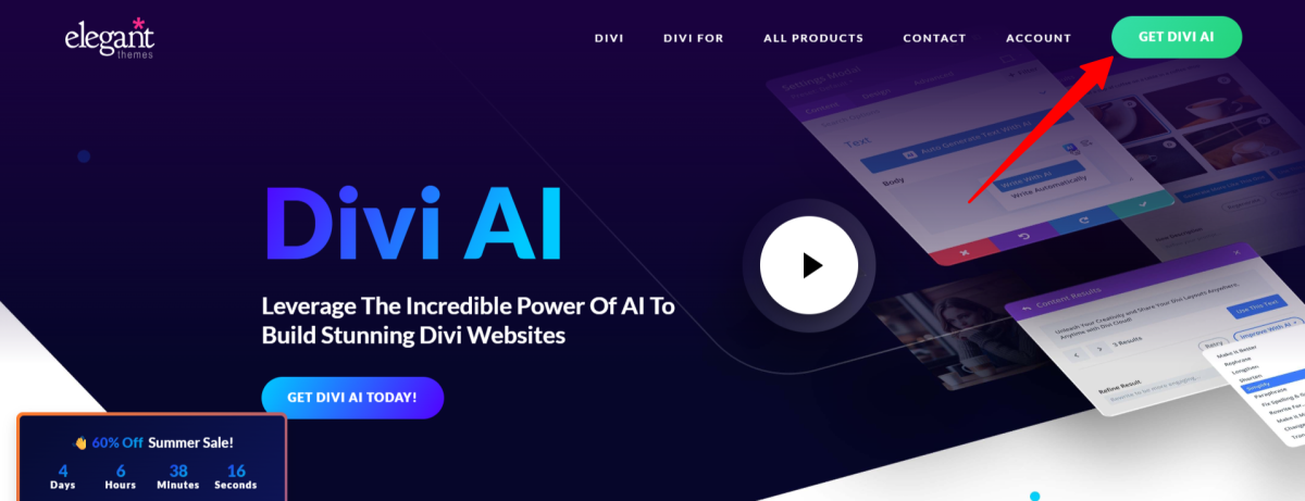 Rekisteröityminen Divi AI:hin.