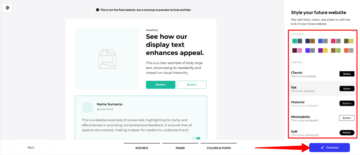 Styling a website with 10Web.