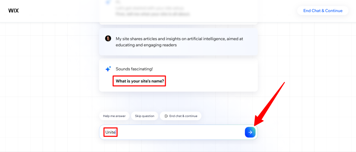Dizendo ao Wix qual será o nome do meu site.