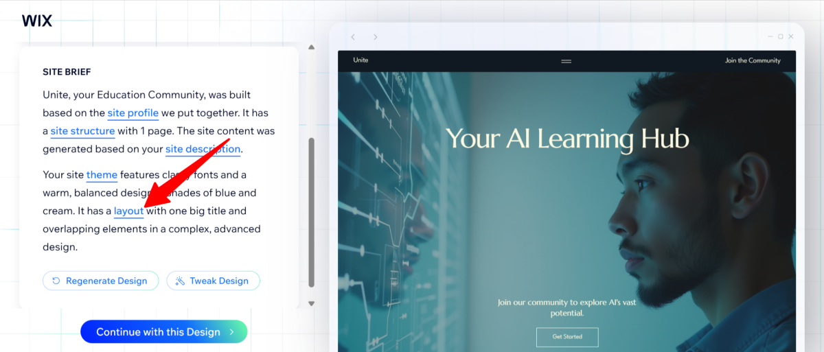 Editando o layout em um site criado com Wix.