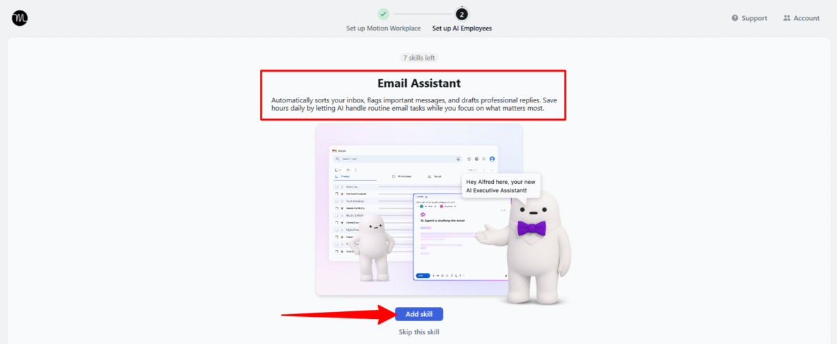 Adding skills to a project in Motion.