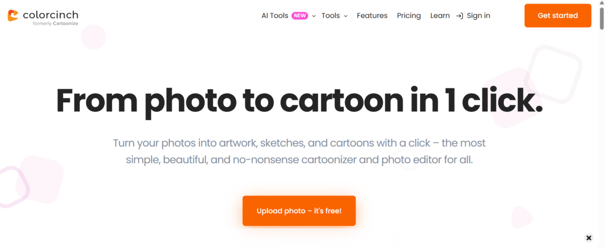 Page d'accueil de Colorcinch.