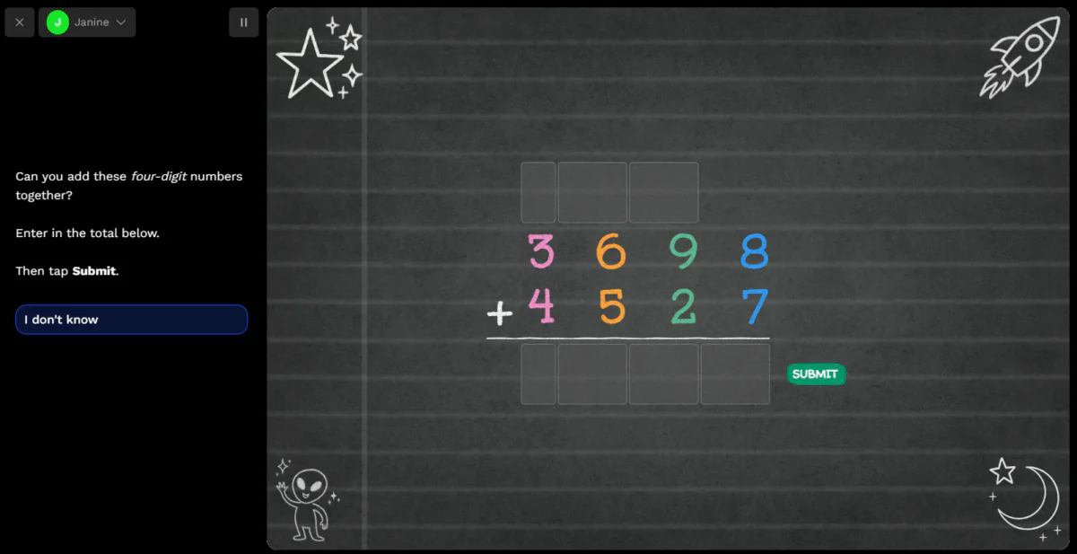 Answering a math question presented by Synthesis Tutor.