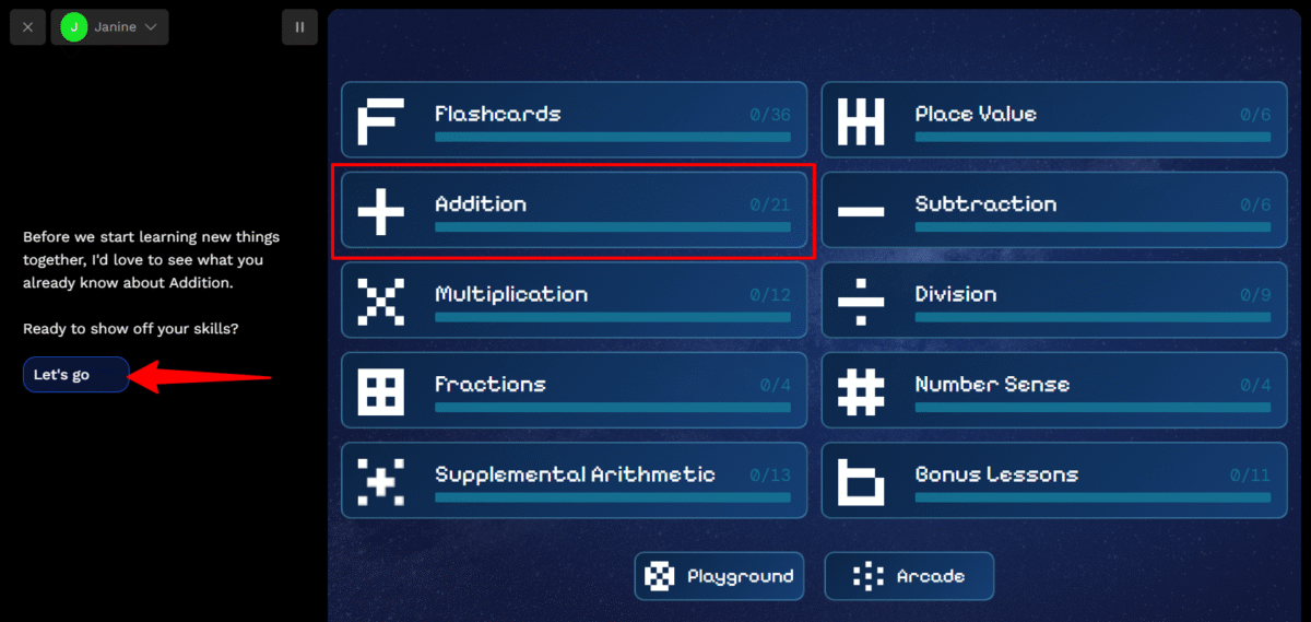 Showing Synthesis Tutor my addition skills.