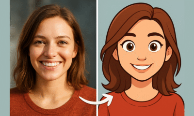 Turning a photo of a woman with brown hair and brown eyes to a cartoon with AI.