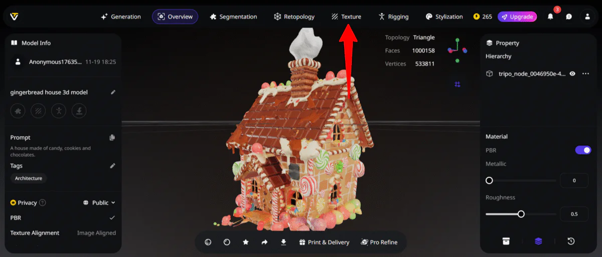 Исследование текстур при использовании Tripo.