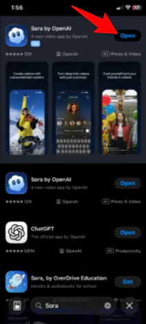 Opening Sora 2 on a phone after downloading it.