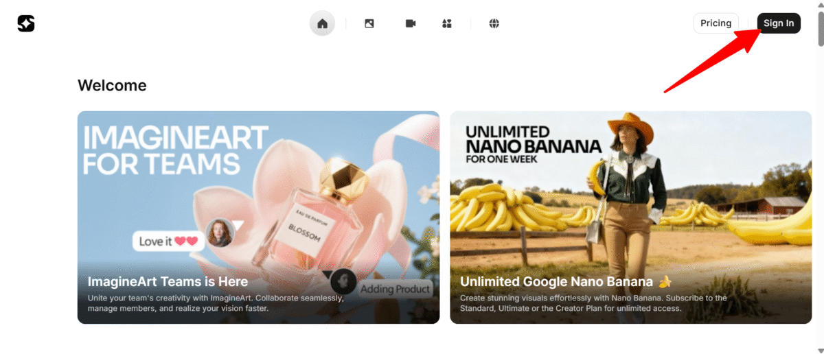 Signing in to ImagineArt.