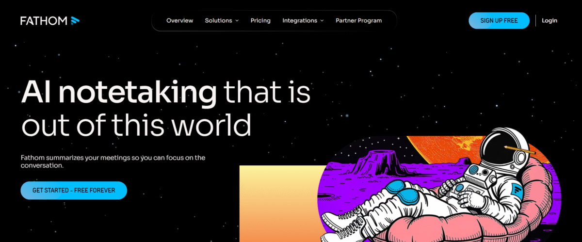 Page d'accueil de Fathom AI.