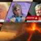 Montage against AI-generated (GPT-1) image of Vesuvius exploding in 79AD, featuring Donald Trump from South Park season 27 episode 1, David Icke on 'Wogan' in 1991, and politician Catherine Connolly.
