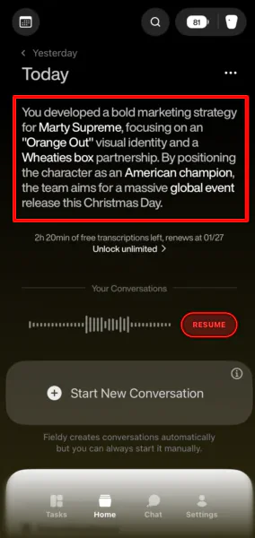 Філді підсумовує розмову.