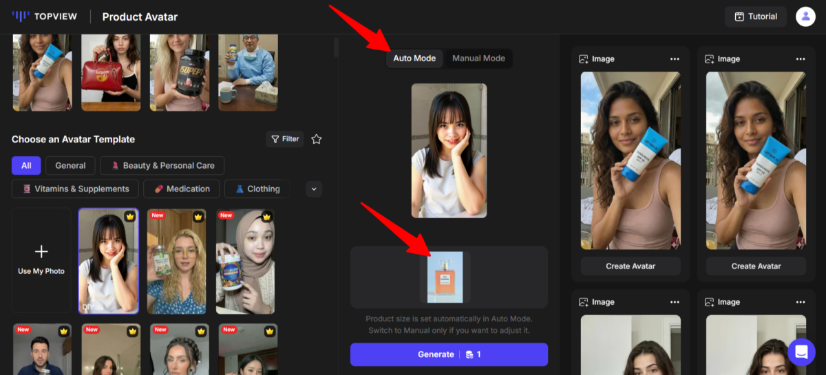 Hochladen eines Produktbildes beim Generieren eines Videos mit Topview.