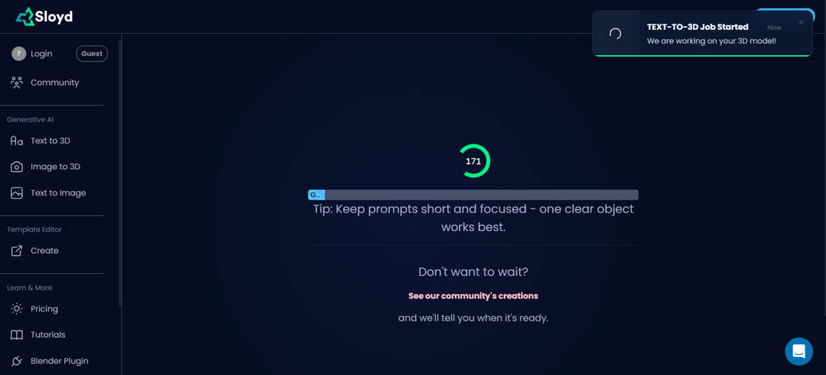 Штучний інтелект Слойда створює невелику скриню зі скарбами.