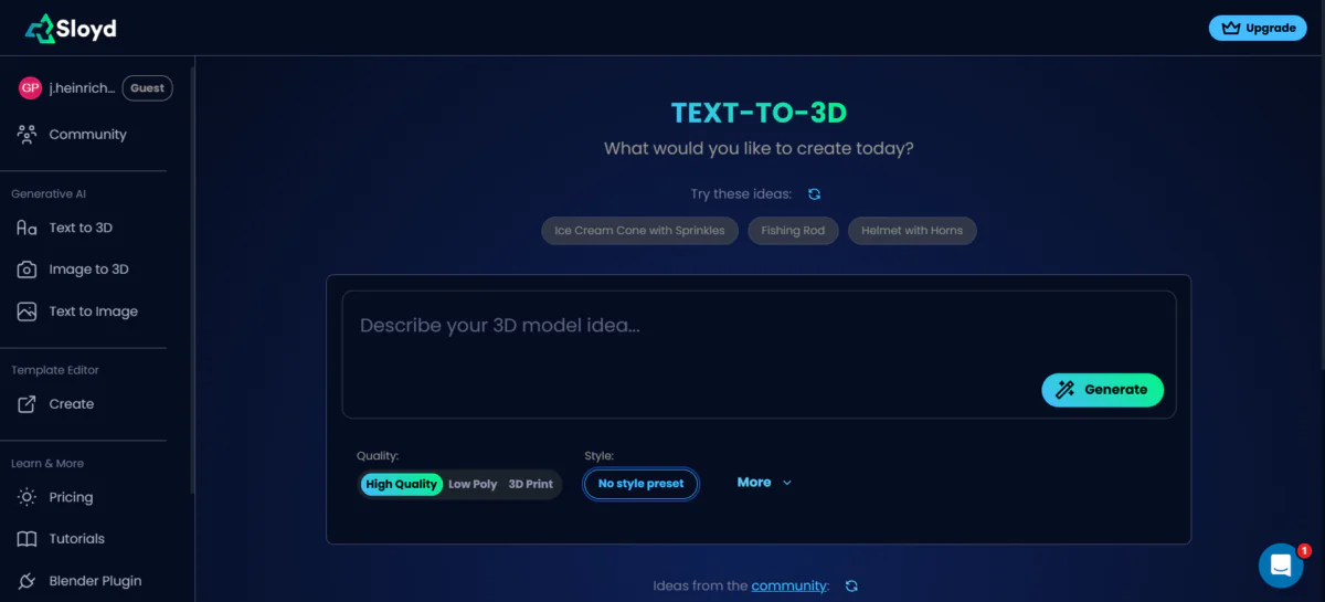 Домашня сторінка Sloyd AI.