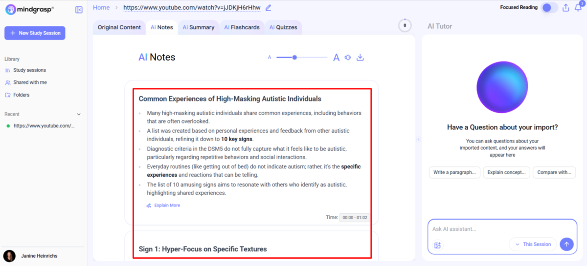 Notes generated with AI through Mindgrasp.