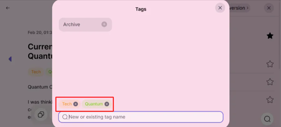 Adding tags to a transcription generated with Letterly.