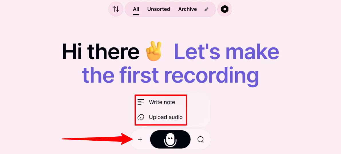 Write a note or upload audio to Letterly.