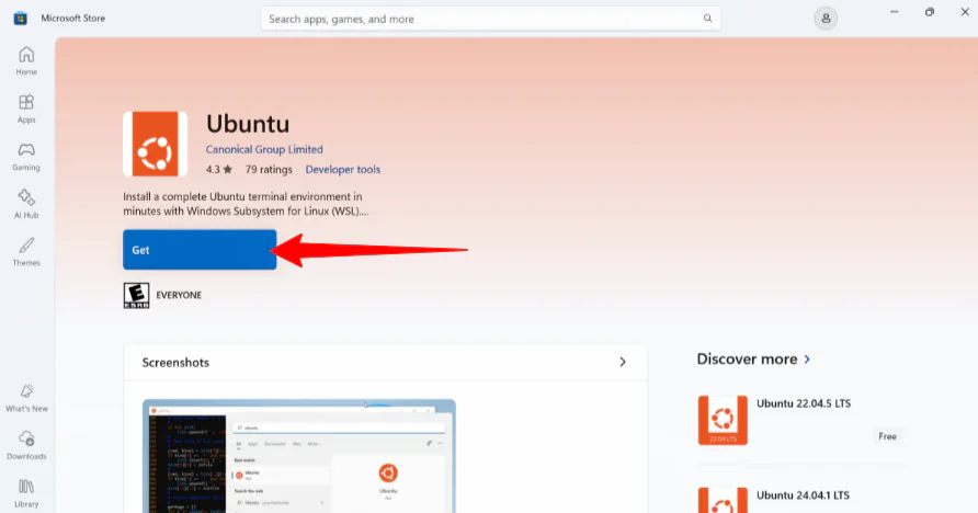 Установка Ubuntu из магазина Windows.