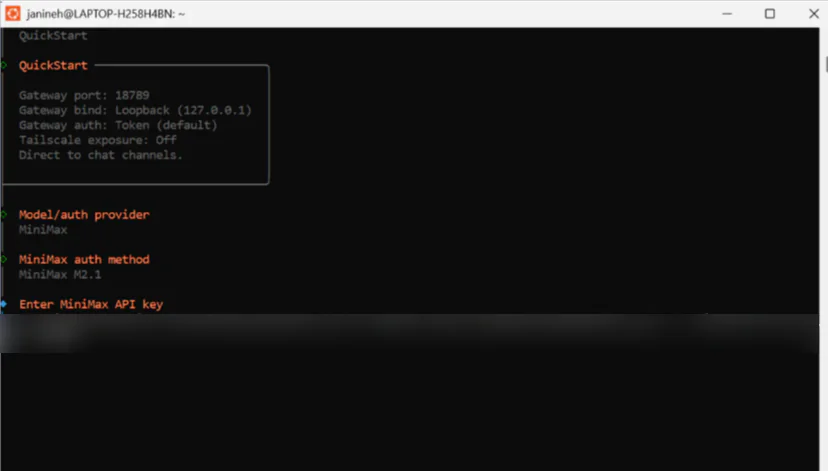 Предоставление секретного ключа для OpenClaw в Ubuntu.