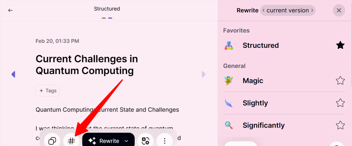 Adding tags to a transcript generated with Letterly.